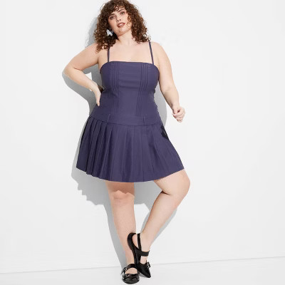 Women's Drop Waist Mini Tennis Dress - Wild Fable™ Navy Blue 4X: Plus Size Sundress, Lightweight Knit, Spaghetti Straps | Target