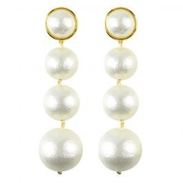 Luna Triple Drop Cotton Pearl Post Earrings | The Well Appointed House, LLC
