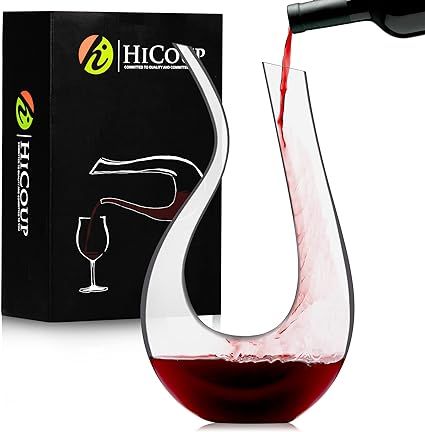 HiCoup Red Wine Decanter with Aerator - 750mL Crystal Glass Wine Carafe and Purifier for Home Bar... | Amazon (US)
