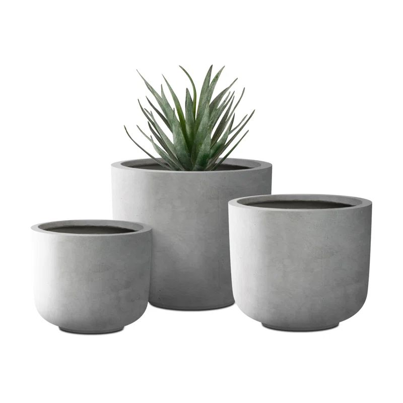 Kante 3 Piece 13.19 in, 11.02 in and 9.06 in L Round Lightweight Concrete and Fiberglass Indoor O... | Wayfair North America