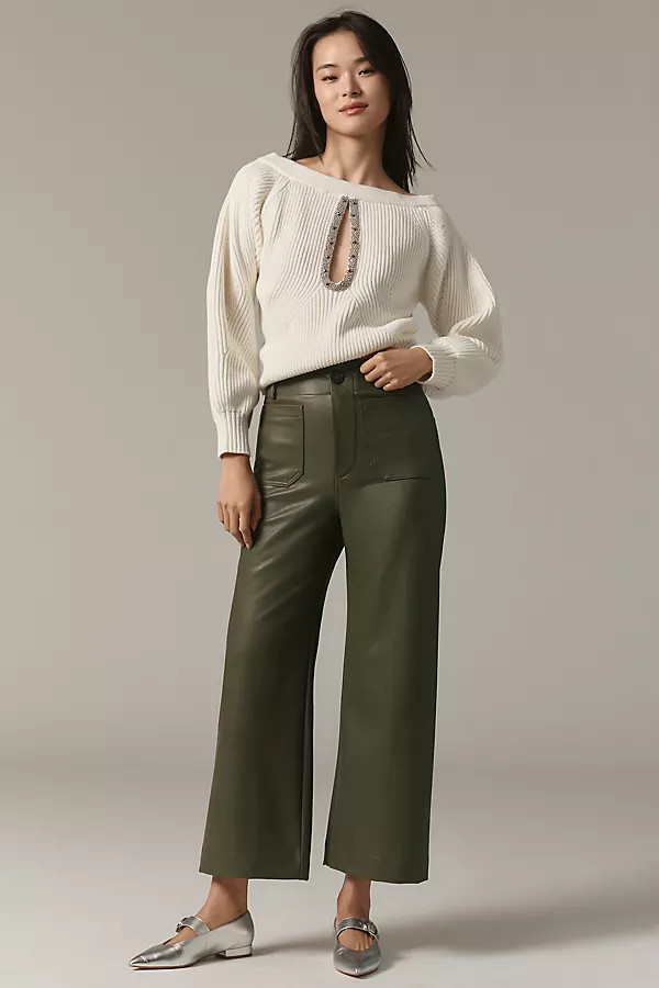 The Colette Cropped Wide-Leg Pants by Maeve: Faux-Leather Edition | Anthropologie (US)