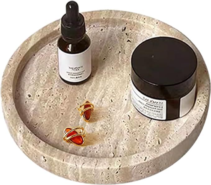 Real Travertine Tray for Jewelry Ring Dish, 6 Inch Small Round Vanity Tray Marble Trinket Dish De... | Amazon (CA)