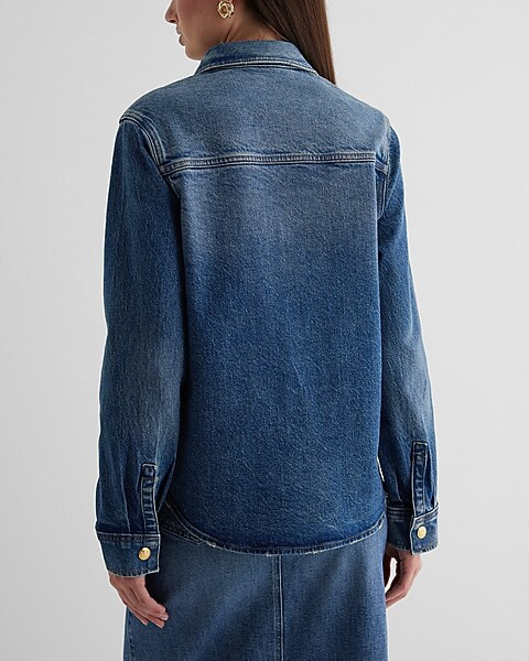 Relaxed Denim Novelty Button Portofino Shirt | Express