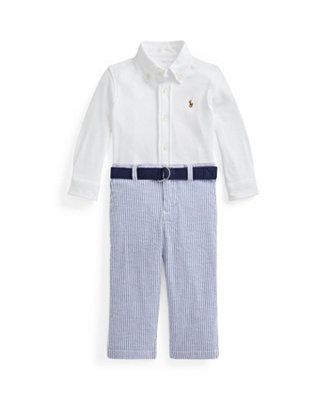 Polo Ralph Lauren Baby Boys Shirt, Belt and Seersucker Pants, 3 Piece Set & Reviews - Sets & Outf... | Macys (US)