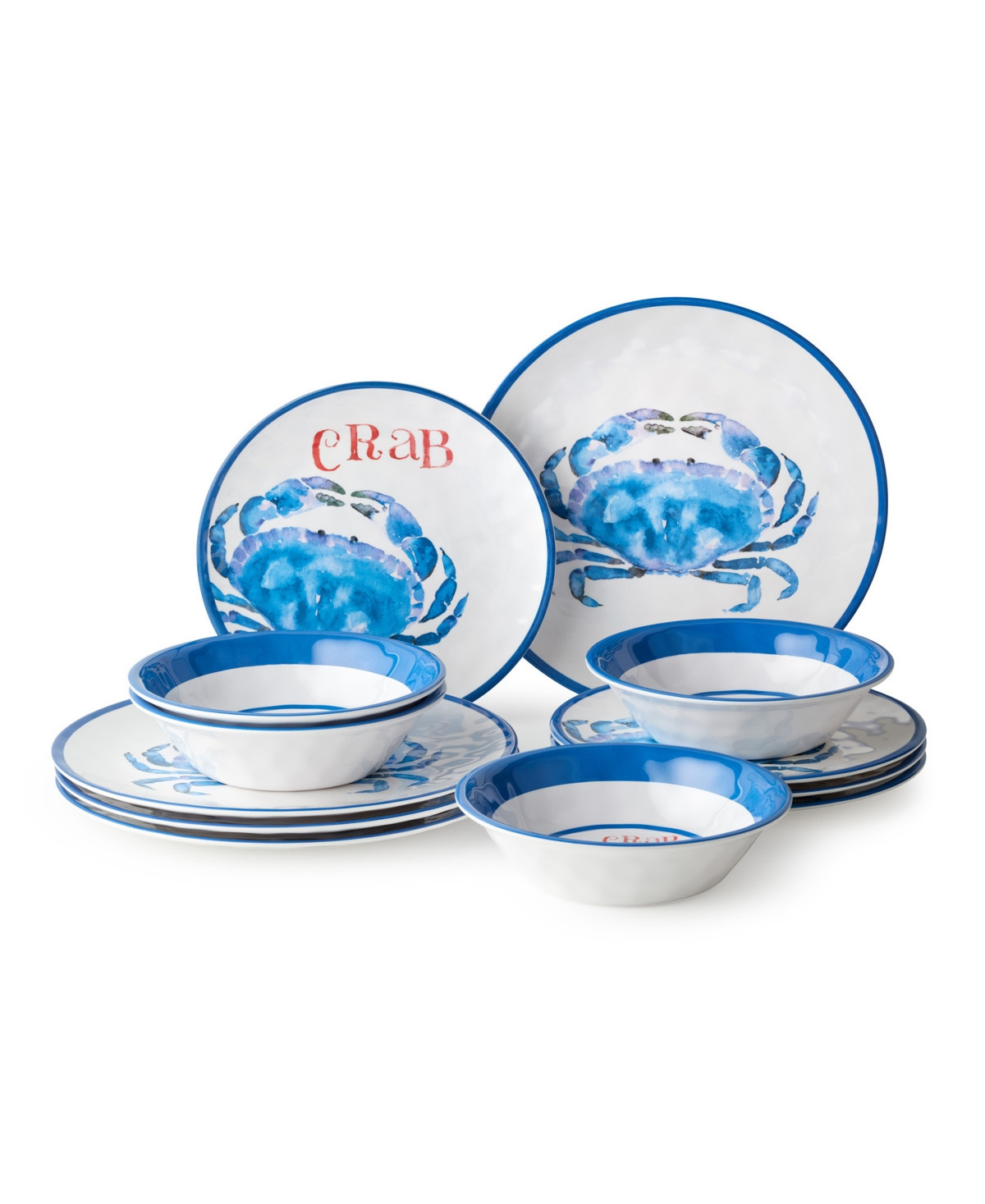 Certified International Beach House Crab Melamine 12-Pc. Dinnerware Set, Service For 4 | Macy's