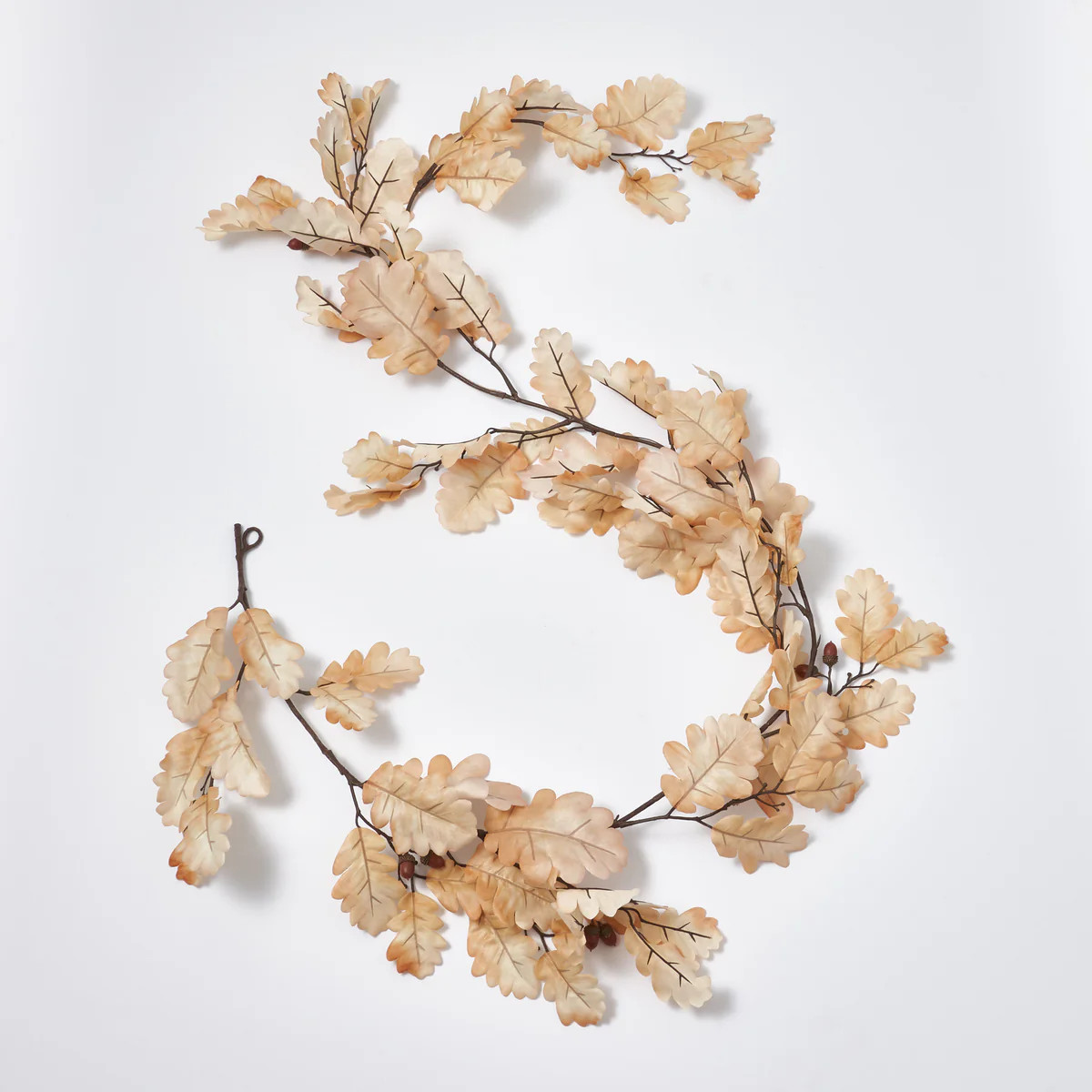 Bleached Cream Oak Leaf & Brown Acorn Fall Mantle Garland Table Runner | Darby Creek Trading