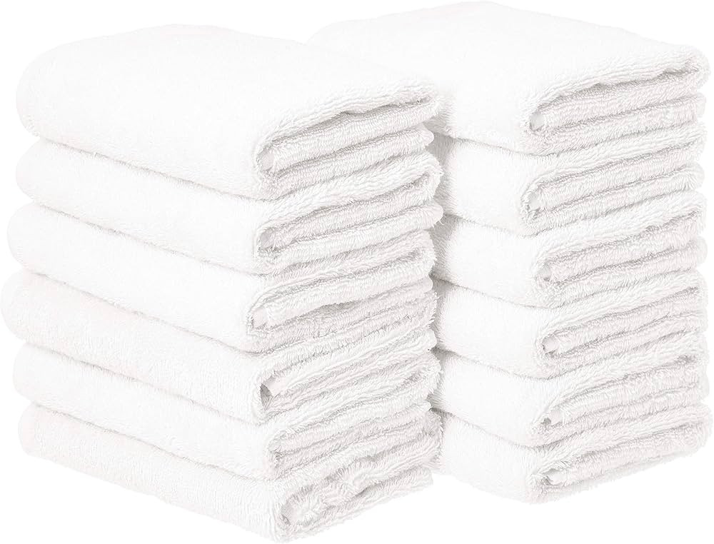 Amazon Basics 100% Cotton hand towels for bathroom - 12 Pack white towel (16 x 26 inches) | Amazon (US)
