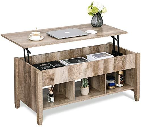 YITAHOME Lift Top Coffee Table with Hidden Storage Compartment & Shelf, Modern Wood Lift Tableto... | Amazon (US)