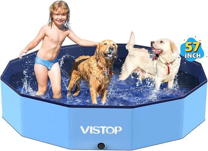 VISTOP Large Foldable Dog Pool, Hard Plastic Shell Portable Swimming Pool for Dogs Cats and Kids ... | Amazon (US)