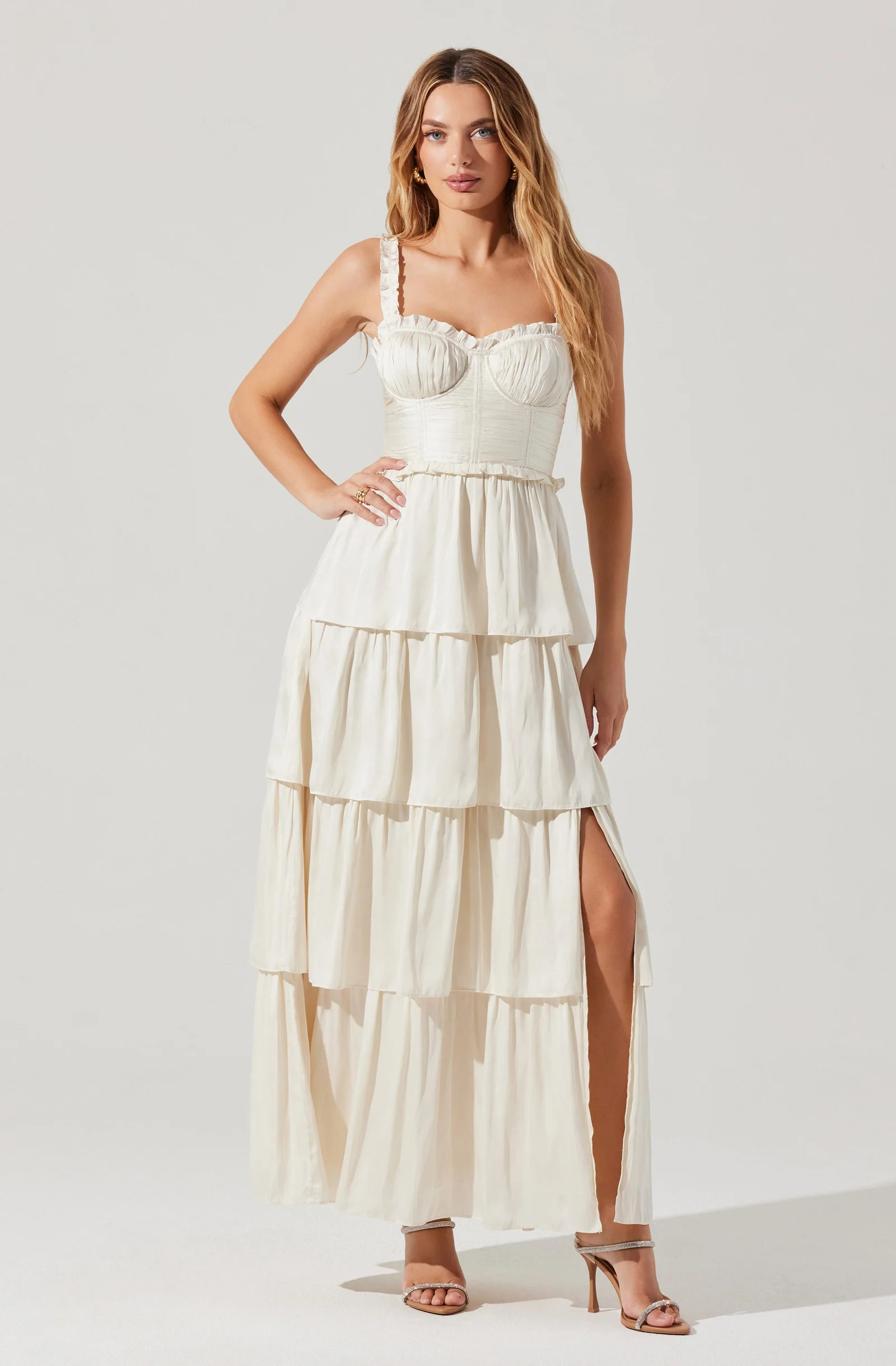 Tempany Tiered Bustier Maxi Dress - Cream / XS | ASTR The Label (US)