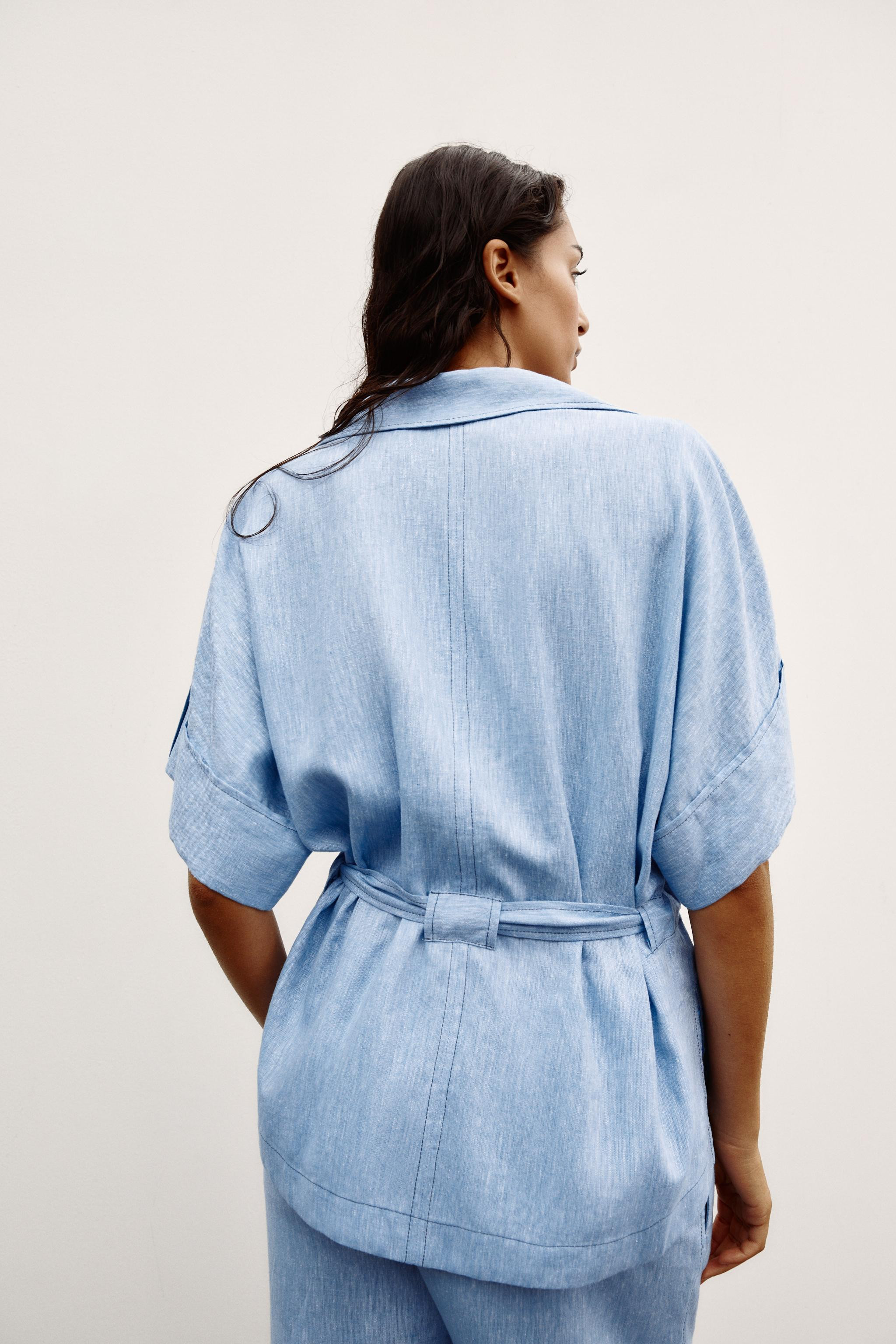 LINEN BLEND SAFARI SHIRT | Zara UK