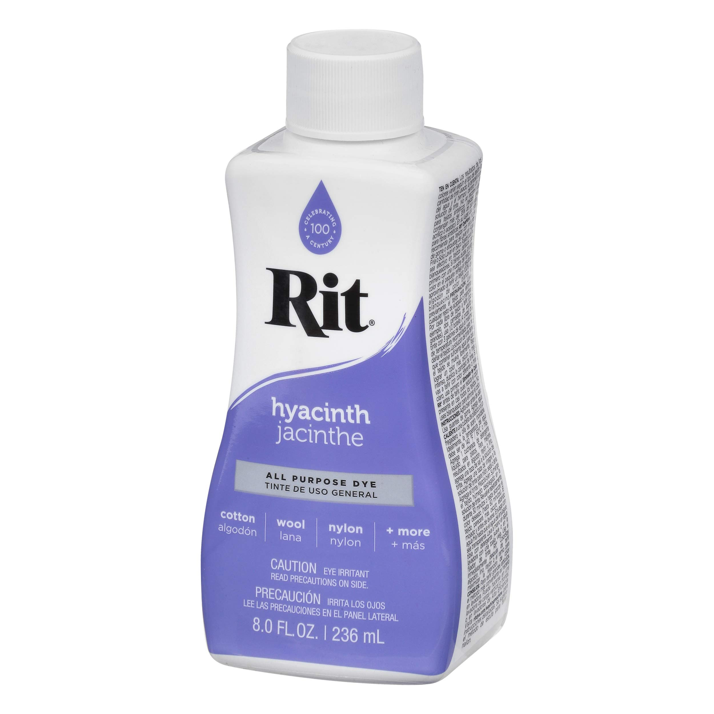 Visit the Rit Store
4.4
4.4 out of 5 stars
(52,226)
Rit All-Purpose Liquid Dye, Hyacinth 8-Ounce
 
 
 
 
 
 
How to Dye With Rit All-Purpose Liquid Dye Nakoma Products LLC
-0:59
 
 
 
 
Color: Hyacinth Jacinthe
 

Dark Green
 

Apple Green
 

Aquamarine
 

Camel
 

Charcoal Grey
 

Cherry Red
 

Cocoa Brown
 

Coral
 

Dark Brown
 

Denim Blue
 

Eggplant
 

Emerald Green
 

Evening Blue
 

Fuchsia
 

Golden Yellow
 

Hyacinth Jacinthe
 

Indigo
 

Kelly Green
 

Navy Blue
 

Neon Green
 

Pearl Grey
 

Petal Pink
 

Purple
 

Rose Quartz
 

Scarlet
See all 34 options
Size: 8 Fl Oz
 
8 Fl Oz
8 options from $8.17
 
8 Fl Oz (Pack of 2)
See available options
 
8 Fl Oz (Pack of 3)
See available options
 
8 Fl Oz (Pack of 4)
See available options
 
8 Fl Oz (Pack of 5)
See available options
 
8 oz No. 7: Color: Lemon Yellow
See available options
No featured offers available
Learn more
Delivering to Nashville 37217 - Update location
8 options from $8.17$8.17
Add to List
 | Amazon (US)