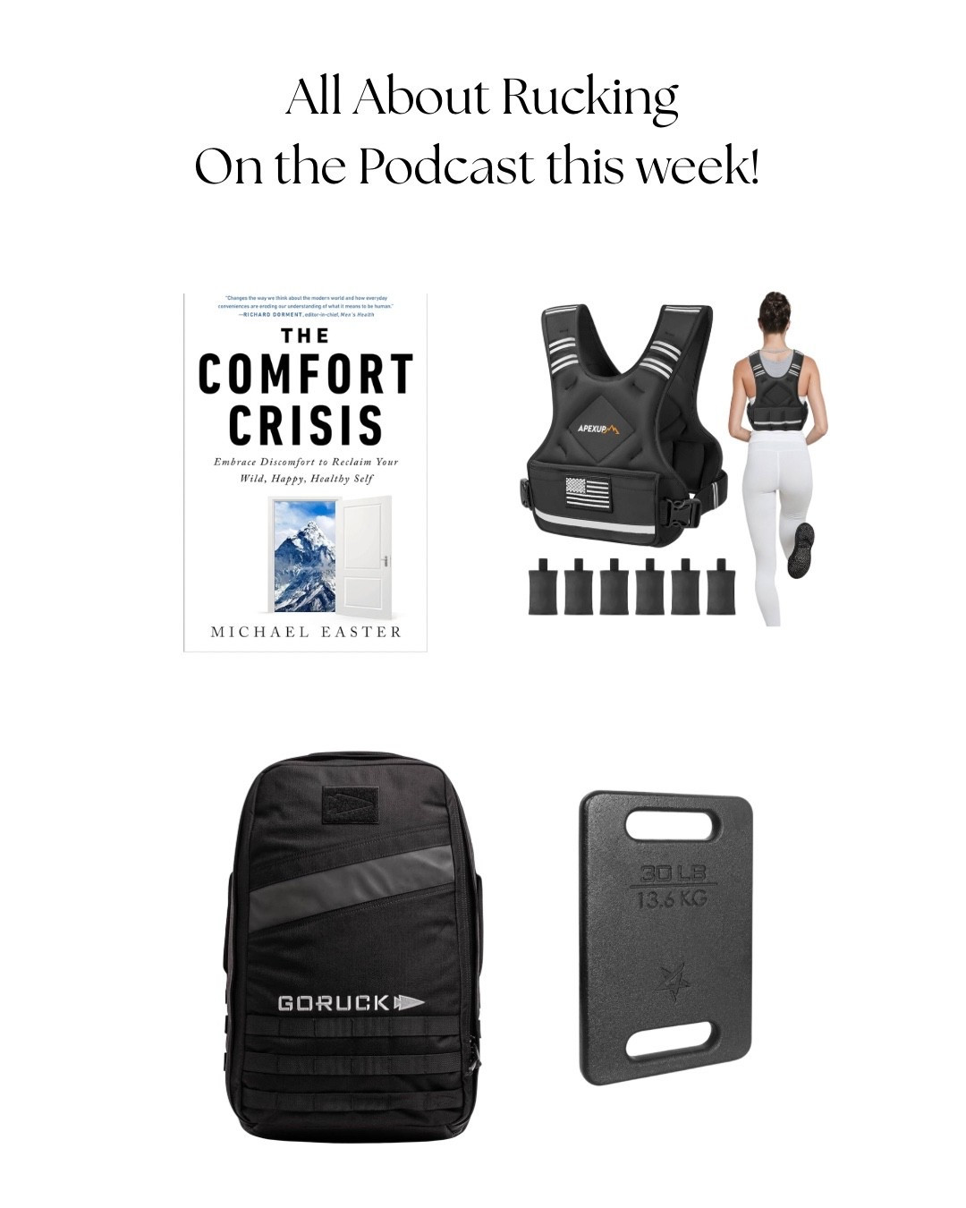 This week on our podcast, we are talking about rucking and thought we would share the things we have and love!

#ltkfitness #rucking #exercise #fitness #bookrecommendation 

#LTKActive #LTKOver40 #LTKMens