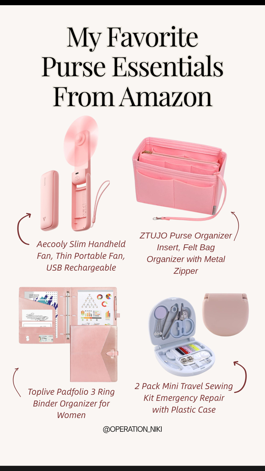 My favorite purse essentials from Amazon 👜✨ These are the little things I like having with me to stay organized, prepared, and ready for whatever the day brings. Practical, compact, and easy to toss into your everyday bag 💕

Follow for more @OPERATION_NIKI on IG, TikTok, & Facebook
#purseessentials #amazonfinds #amazonmusthaves #everydayessentials #bagessentials #purseorganization #amazonfavorites #lifestylefinds #onthegoessentials #operationniki 

 #LTKHome