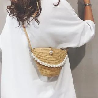 Faux Pearl Woven Crossbody Bag | YesStyle Global