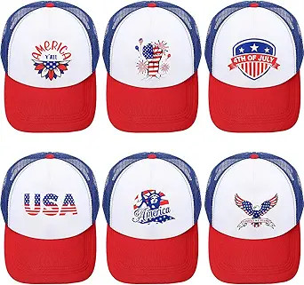 Unittype 6 Pcs USA American Flag Baseball Hats 4th of July Cap Independence Day Patriotic Tactica... | Amazon (US)
