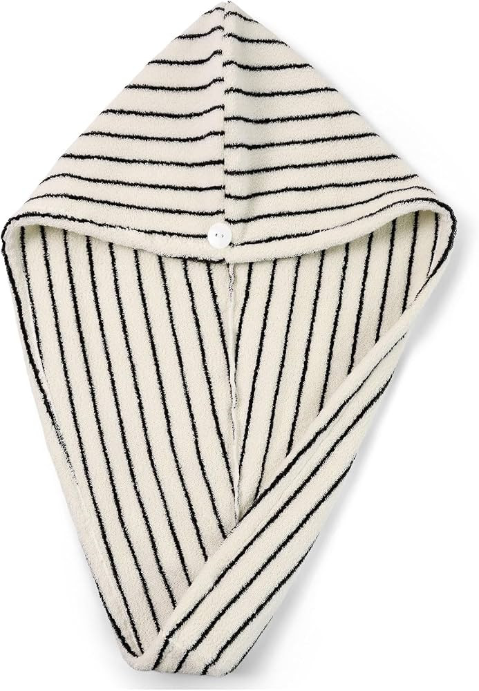 Jacquotha Cotton Hair Towel Wrap for Women (Black & White Striped) | Amazon (US)