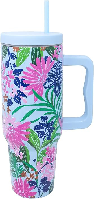 Lilly Pulitzer 40 Oz Insulated Tumbler with Lid, Straw & Handle, Stainless Steel Travel Water Bot... | Amazon (US)