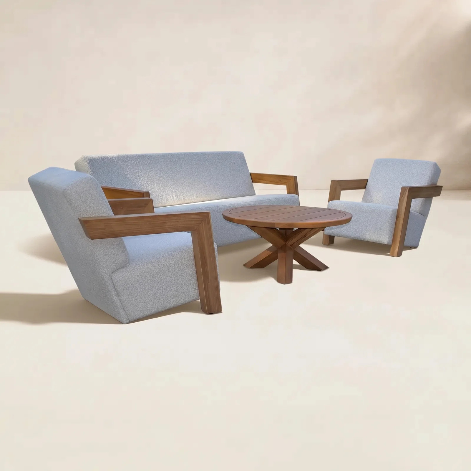 Elevate your outdoor space with the 4-Pc. Teak & Quick Dry Sofa Conversation Set. This premium gr... | AllModern