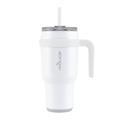 Reduce 40oz Cold1 Vacuum Insulated Stainless Steel Straw Tumbler Mug White: Dishwasher-Safe, Dual Lid Openings | Target