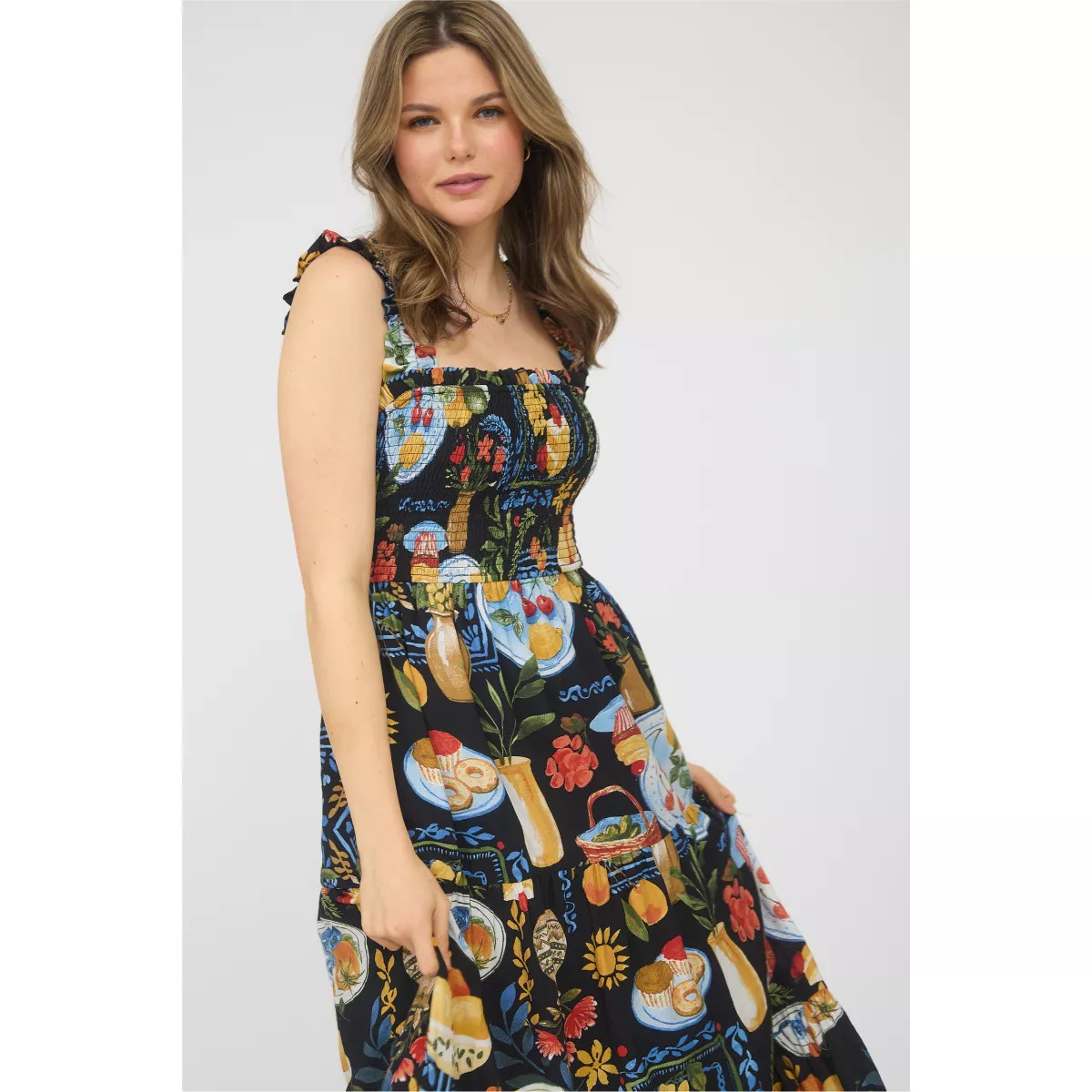 August Sky Women’s Smocked Ruffle Strap Summer Sundress, Medium | Target