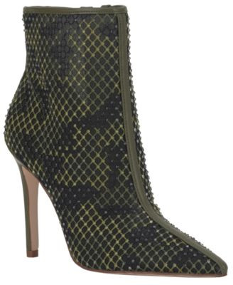 Jessica Simpson Women's Pazra Rhinestone Mesh Stiletto Dress Booties - Deep Moss Camo Rhinestone Mesh | Macy's