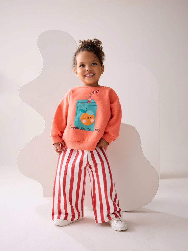 Orange Squeeze the Day Sweatshirt & Wide Leg Trousers Set (3mths-7yrs) | Next US