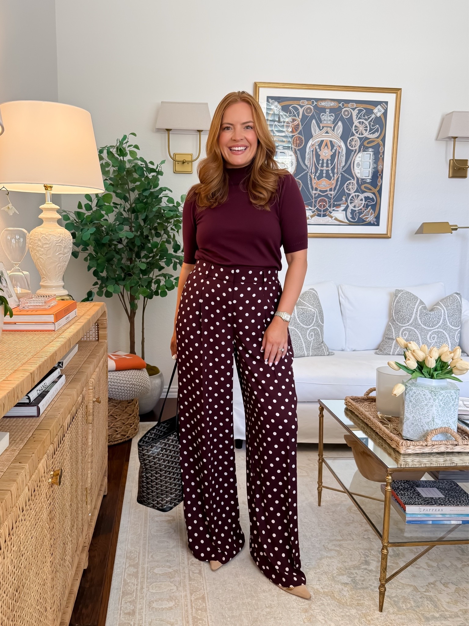 Polka dots for the office 🤎 These Ann Taylor wide-leg pants are such a fun way to bring print into your fall work wardrobe without making an outfit difficult to style. I paired them with a simple coordinating sweater and let the pants be the statement!

Ann Taylor is 30% off right now!

#AnnTaylor #PolkaDots #FallWorkwear #WorkPants #OfficeStyle