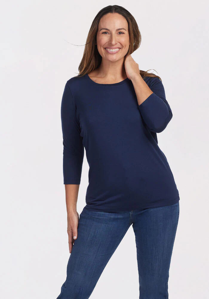Jenny 3/4 Sleeve Crew Neck | Woolx
