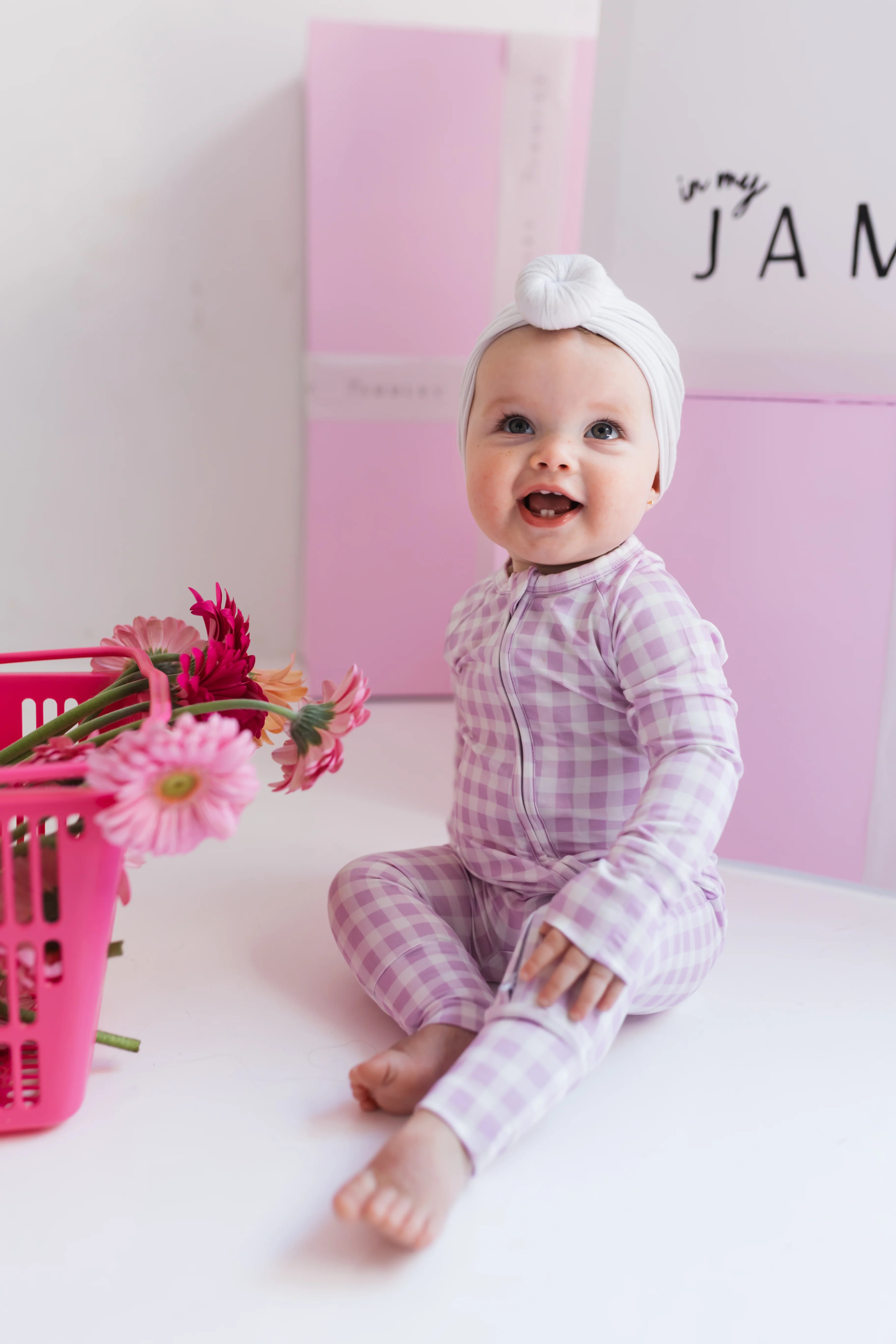 Purple Gingham Zipper Romper | In My Jammers