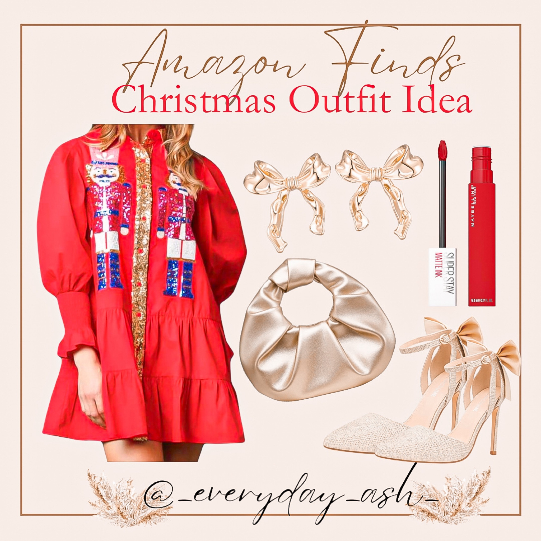 Amazon Christmas outfit idea 🎄❤️

Christmas dress, nutcracker dress, Christmas outfit, red dress, Amazon fashion, gold purse, bow earrings, gold high heels, red lipstick 

#LTKHoliday #LTKGiftGuide #LTKStyleTip