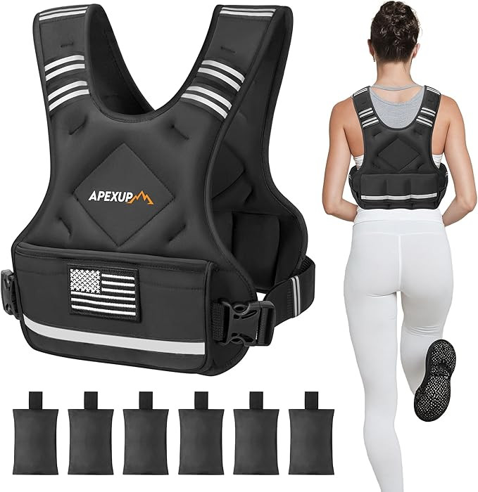 APEXUP Adjustable Weighted Vest, 4-10lb/12-18lb/20-32lb Vest with 6 Ironsand Weights and Large Po... | Amazon (US)