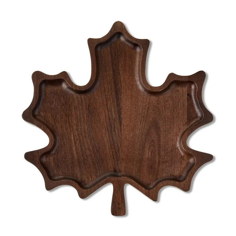 Mango Wood Leaf Decorative Tray, Brown, 10" x 9.6", Harvest by Way To Celebrate | Walmart (US)