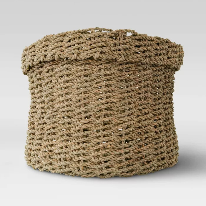 12.6" x 9.8" Round Mendong Basket with Natural - Threshold™ | Target