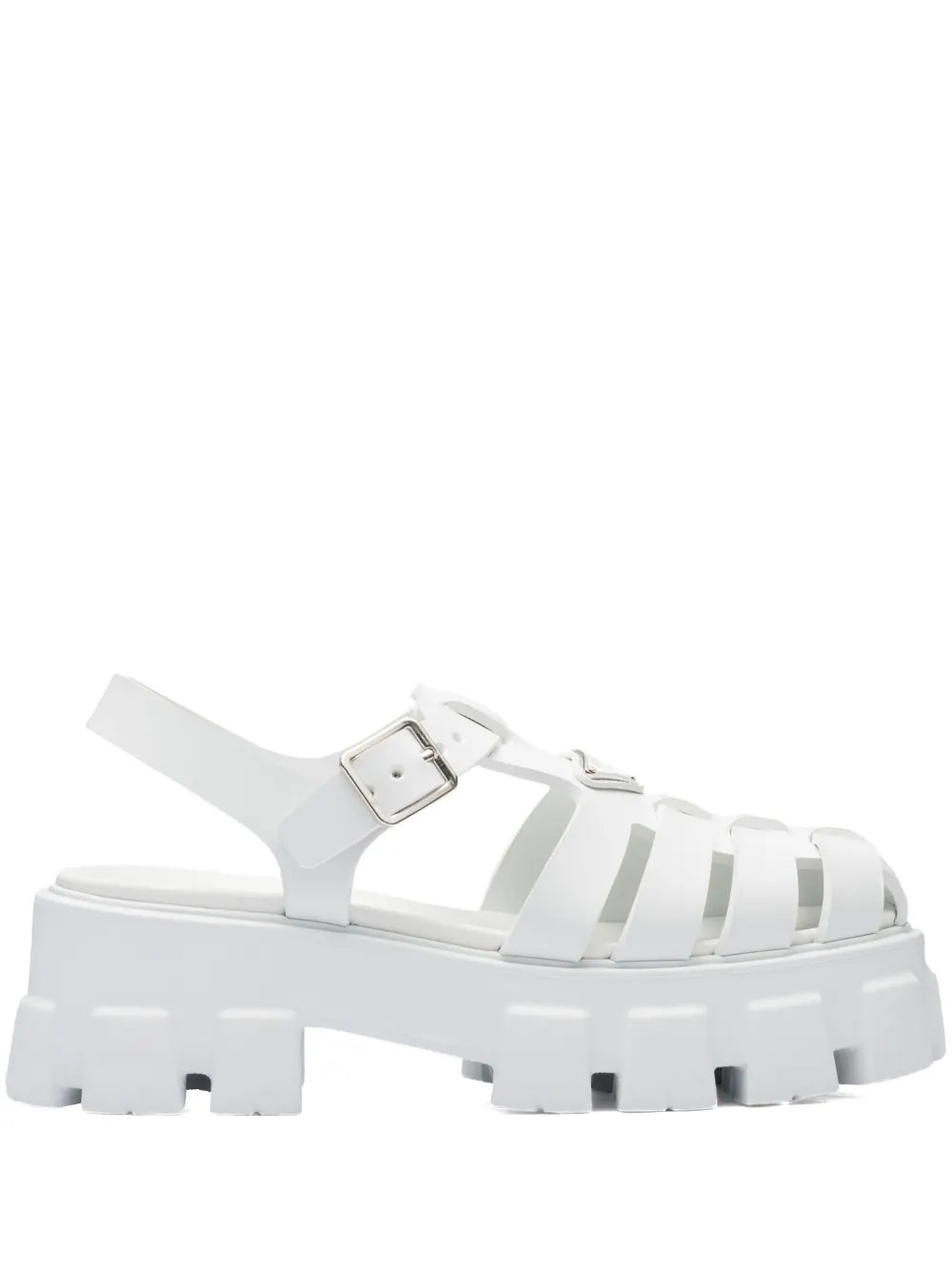 Prada Monolith caged rubber sandals - White | Farfetch Global