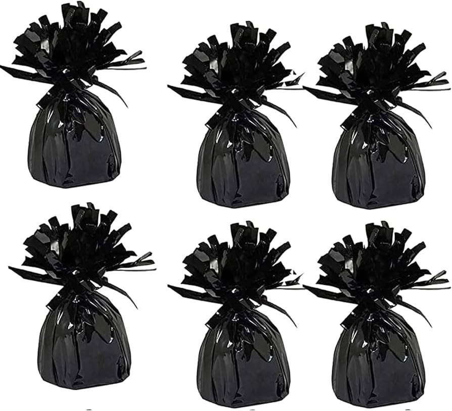 Black Metallic Balloon Weights, 6-Pack Birthday Party Favors, 5.5" Inches, | Amazon (US)