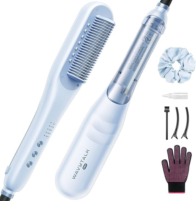 Wavytalk Pro Steam Hair Straightener Brush, Steamline Pro 3 in 1 Straightening Brush, Steam Reduc... | Amazon (US)