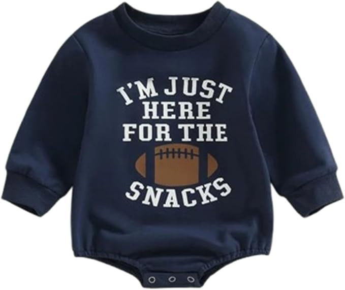 Kislio Newborn Baby Boy Clothes Football Sport Sweatshirt Romper Game Day Letter Print Sweater To... | Amazon (US)