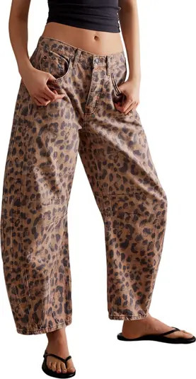 Leopard Print Barrel Leg Jeans | Nordstrom