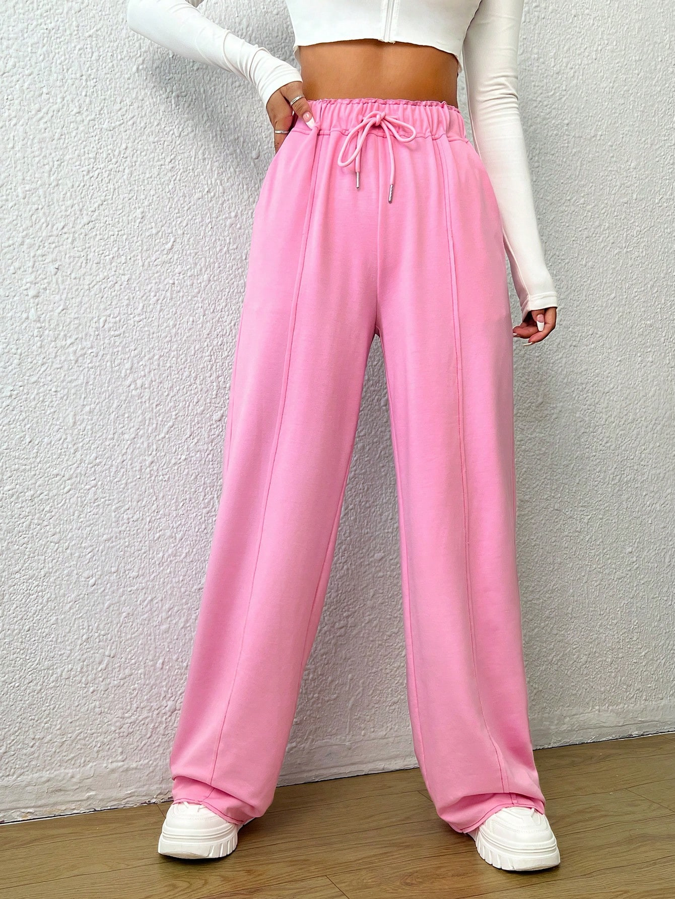 SHEIN Qutie Drawstring Waist Solid Sweatpants | SHEIN