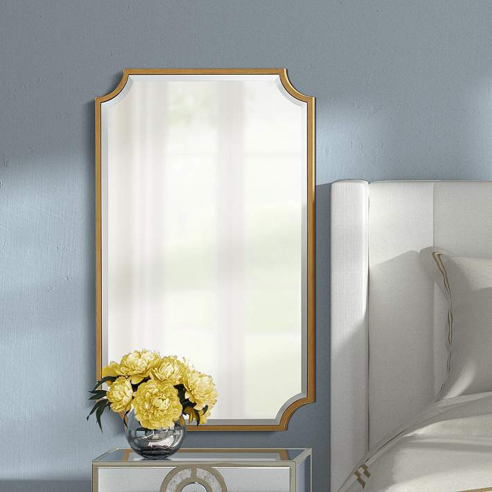 Jacinda Antique Gold 24" x 40" Rounded Cut Edge Wall Mirror | Lamps Plus