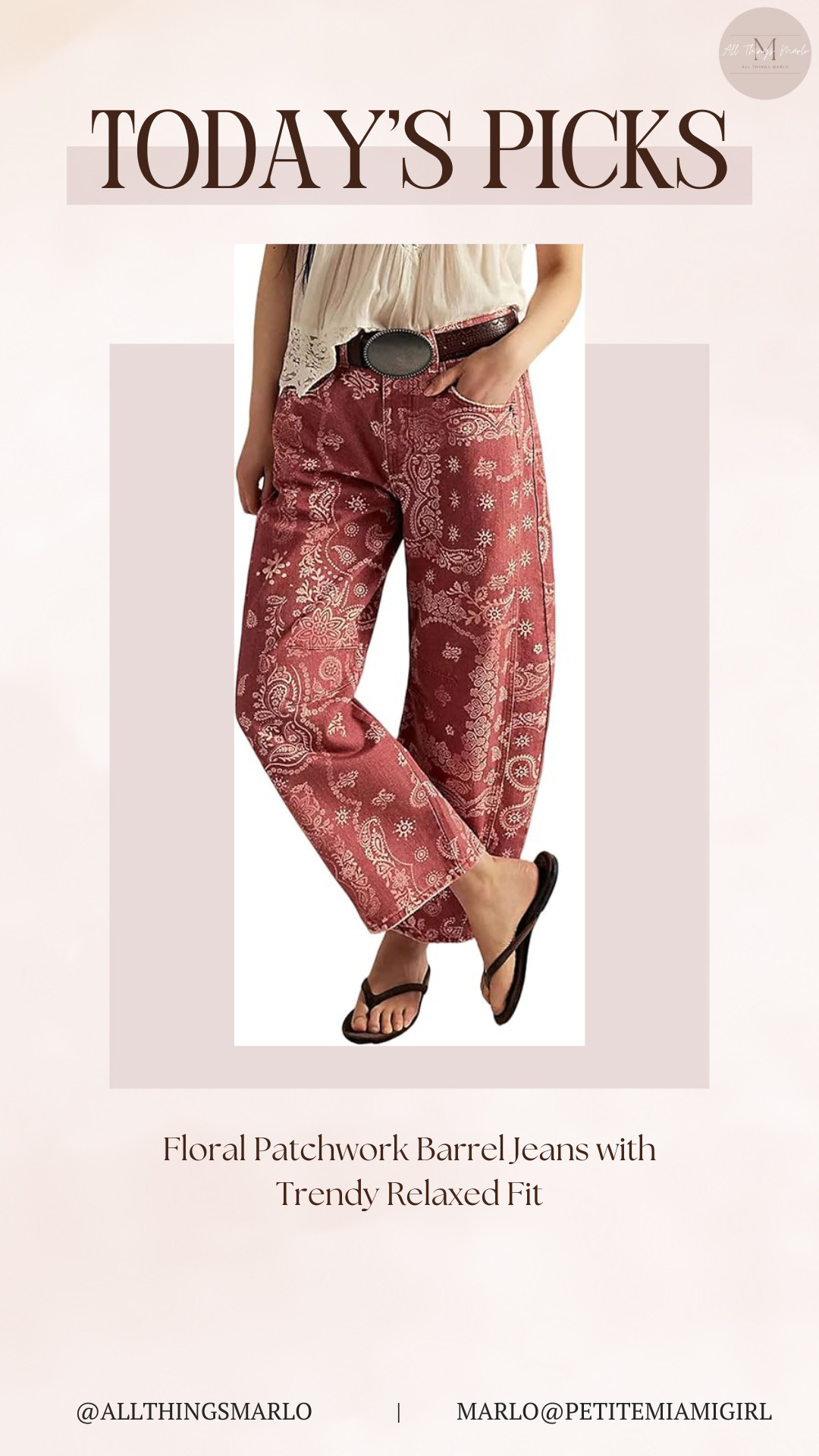 Floral Patchwork Barrel Jeans with Trendy Relaxed Fit 

 #LTKSeasonal #LTKWorkwear #LTKTravel