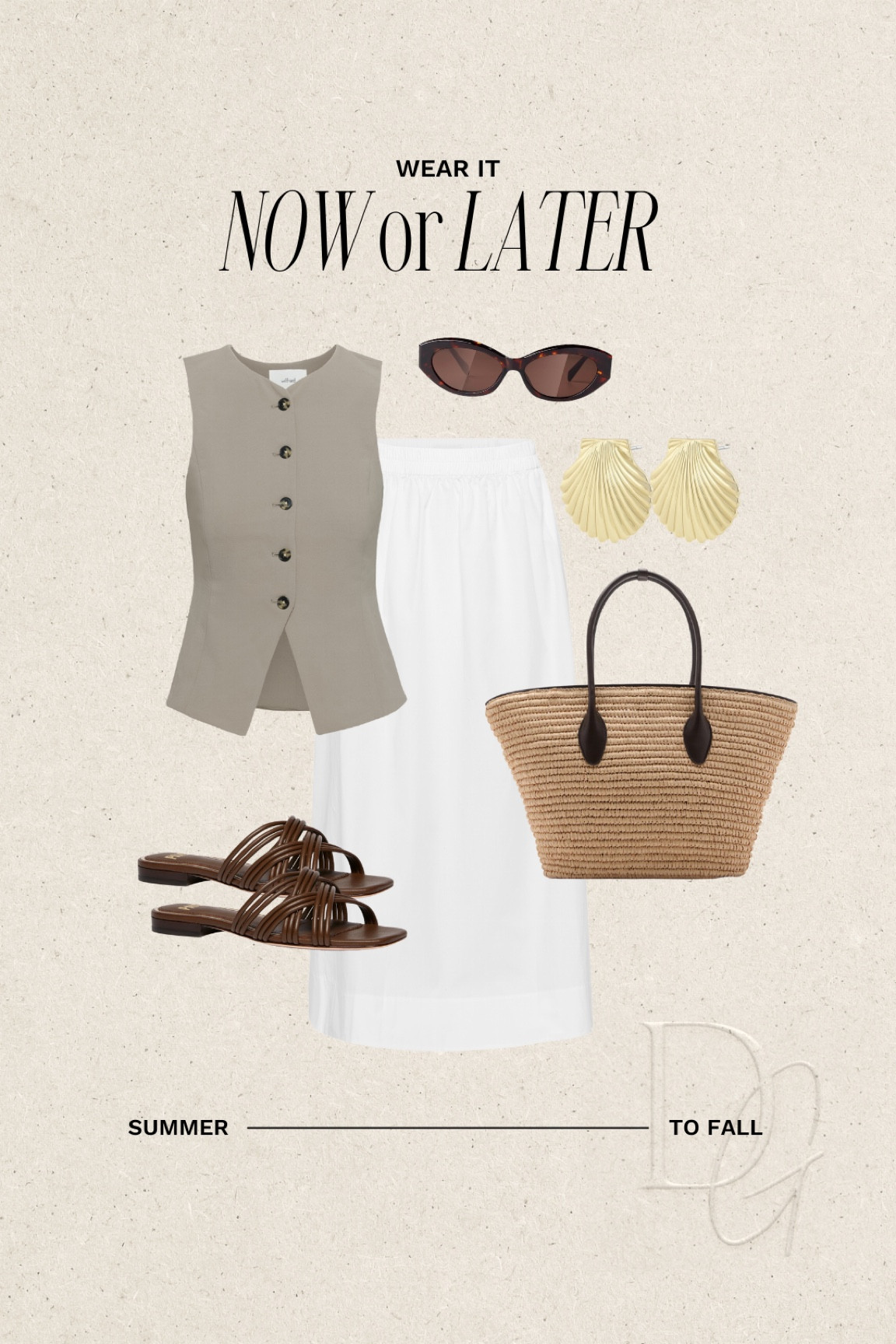 Summer to Fall Outfit Inspo | white skirt, white skirts, summer skirts, summer skirt, maxi skirts, maxi skirt, summer outfit, summer outfits, pre fall outfit, pre fall outfits, early fall outfits, outfit idea, outfit ideas, sandals, sunnies, gold earrings, vest top, button down vest top, amazon, tote bag, tote bags

#LTKStyleTip #LTKShoeCrush #LTKSeasonal