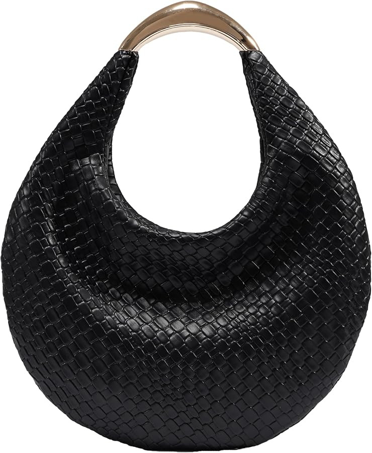 Braided Hobo Bag for Women, Elegant Boho Chic Woven Hobo Tote Handbag Crescent Purse, PU Leather ... | Amazon (US)