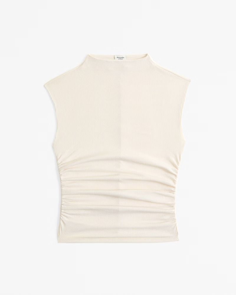 Women's The A&F Paloma Mesh Rib Crepe Top | Women's New Arrivals | Abercrombie.com | Abercrombie & Fitch (US)