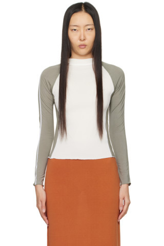 Miaou - Off-White & Khaki Madeline Long Sleeve T-Shirt | SSENSE