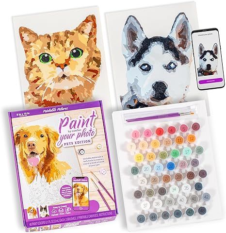 Paintable Pictures | Paint Your Photo by Number: Pets Edition | Customizable Kit | Printable Canv... | Amazon (US)