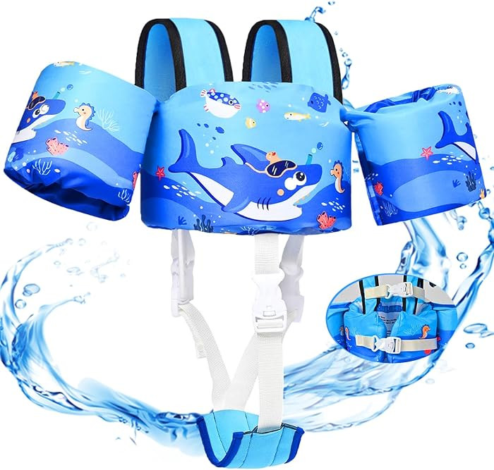 Toddler Swim Vest, Toddler Floaties for 22-66 lbs Boys & Girls, Kids Puddle Jumper Removable with... | Amazon (US)
