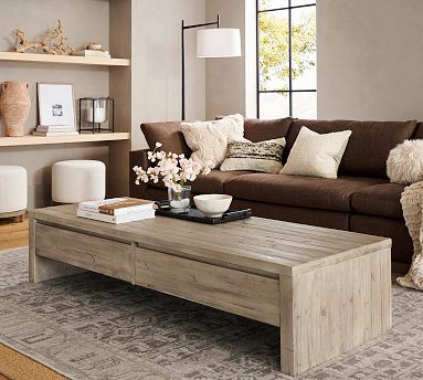 Pismo Rectangular Reclaimed Wood Long Low Coffee Table (74") | Pottery Barn (US)