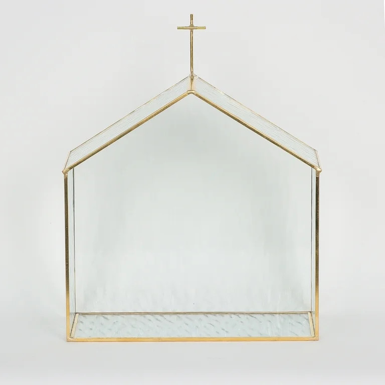 Glass Church Christmas Tabletop Decoration, Gold, 12.5", by Holiday Time | Walmart (US)